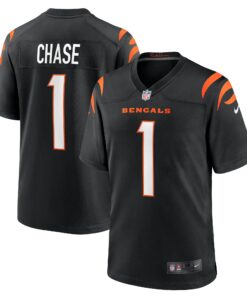 Men's Cincinnati Bengals Ja'Marr Chase Black Game Jersey JS6688 nicesnker