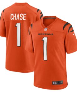 Men's Cincinnati Bengals Ja'Marr Chase Orange Alternate Game Jersey JS6241 nicesnker