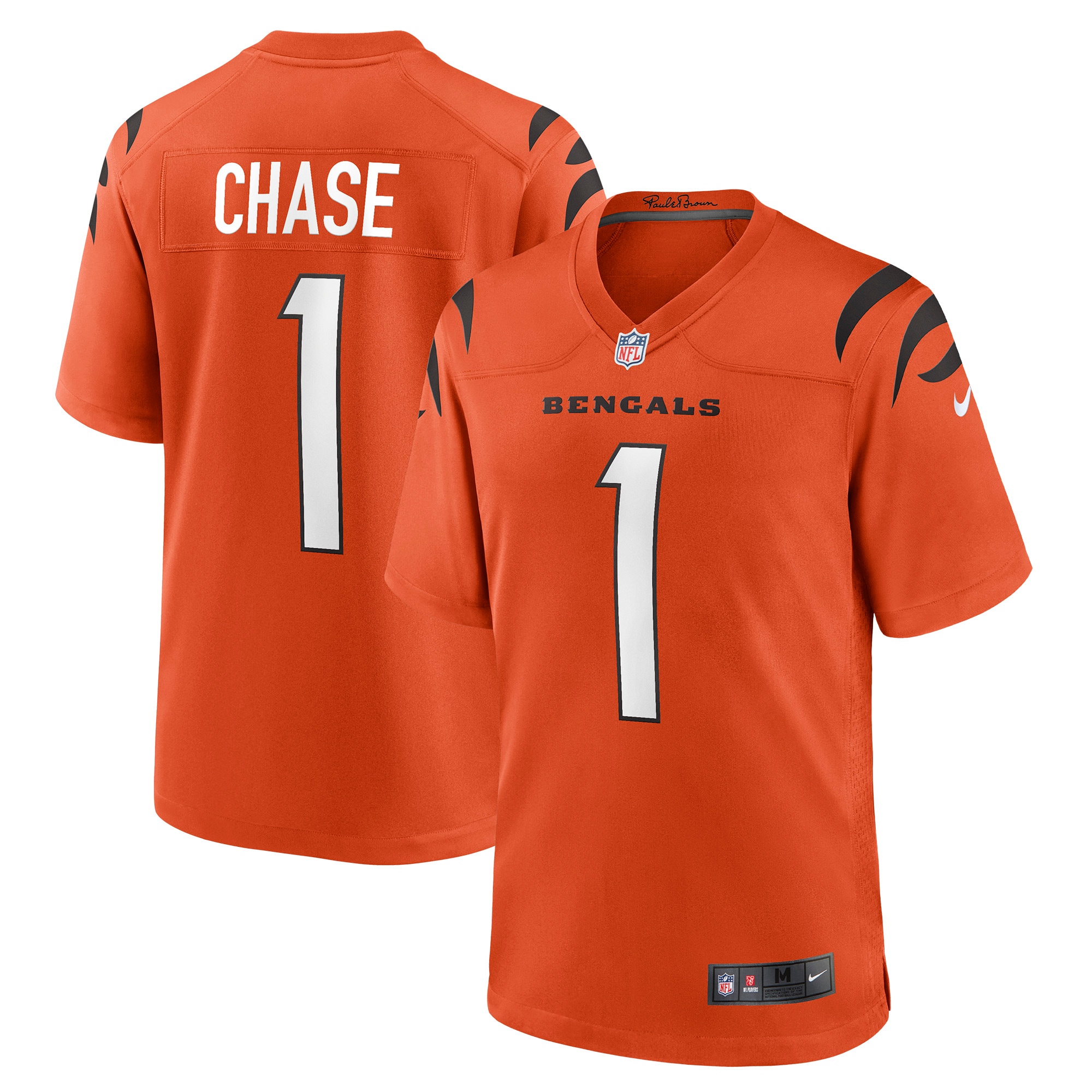 Men's Cincinnati Bengals Ja'Marr Chase Orange Game Jersey JS3157 nicesnker