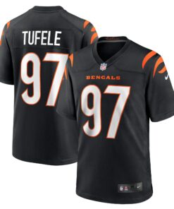 Men's Cincinnati Bengals Jay Tufele Black Game Player Jersey JS8493 nicesnker