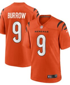 Men's Cincinnati Bengals Joe Burrow Orange Game Jersey JS2452 nicesnker