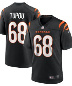 Men's Cincinnati Bengals Josh Tupou Black Game Player Jersey JS2118 nicesnker