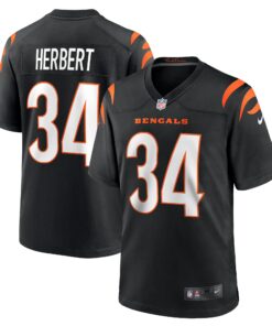 Men's Cincinnati Bengals Khalil Herbert Black Game Jersey JS2853 nicesnker