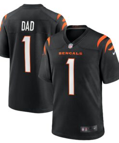 Men's Cincinnati Bengals Number 1 Dad Black Game Jersey JS6562 nicesnker