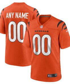 Men's Cincinnati Bengals Orange Alternate Game Custom Jersey JS6926 nicesnker