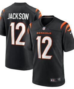 Men's Cincinnati Bengals Shedrick Jackson Black Team Game Jersey JS1754 nicesnker