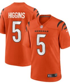Men's Cincinnati Bengals Tee Higgins Orange Alternate Game Player Jersey JS1591 nicesnker