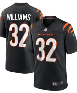 Men's Cincinnati Bengals Trayveon Williams Black Game Jersey JS9038 nicesnker