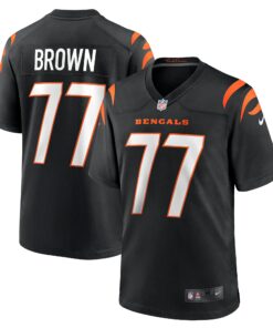 Men's Cincinnati Bengals Trent Brown Black Game Jersey JS4519 nicesnker