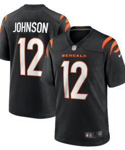 Men's Cincinnati Bengals Tyron Johnson Black Home Game Player Jersey JS6390 nicesnker