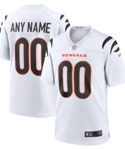 Men's Cincinnati Bengals White Game Custom Jersey JS4463 nicesnker