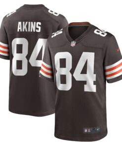 Men's Cleveland Browns Akins Brown Game Player Jersey JS3990 nicesnker