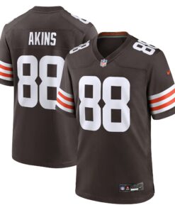 Men's Cleveland Browns Akins Brown Team Game Jersey JS4578 nicesnker