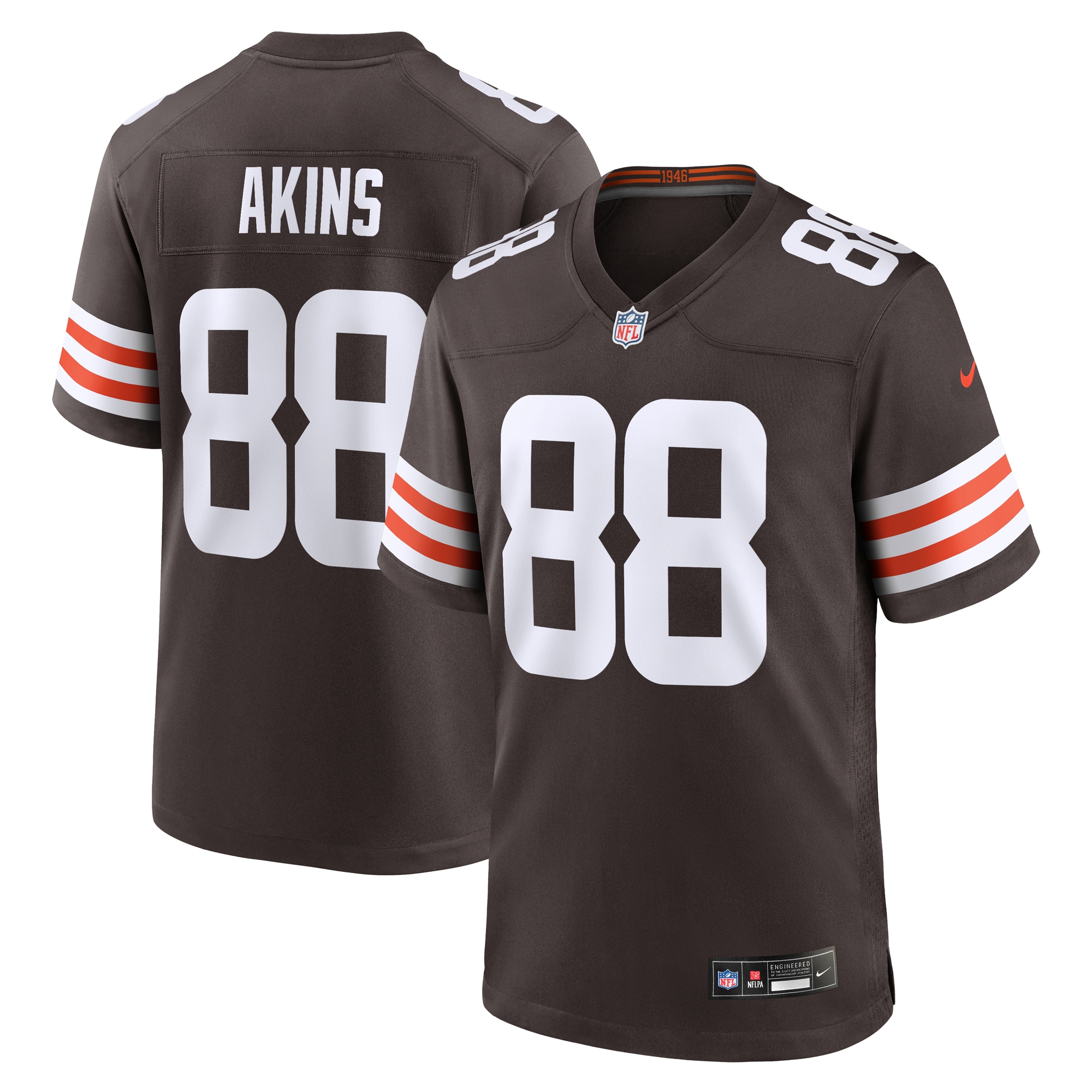Men's Cleveland Browns Akins Brown Team Game Jersey JS4578 nicesnker