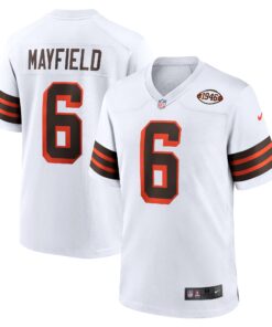 Men's Cleveland Browns Baker Mayfield White 1946 Collection Alternate Game Jersey JS1890 nicesnker