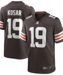 Men's Cleveland Browns Bernie Kosar Brown Game Retired Player Jersey JS1992 nicesnker
