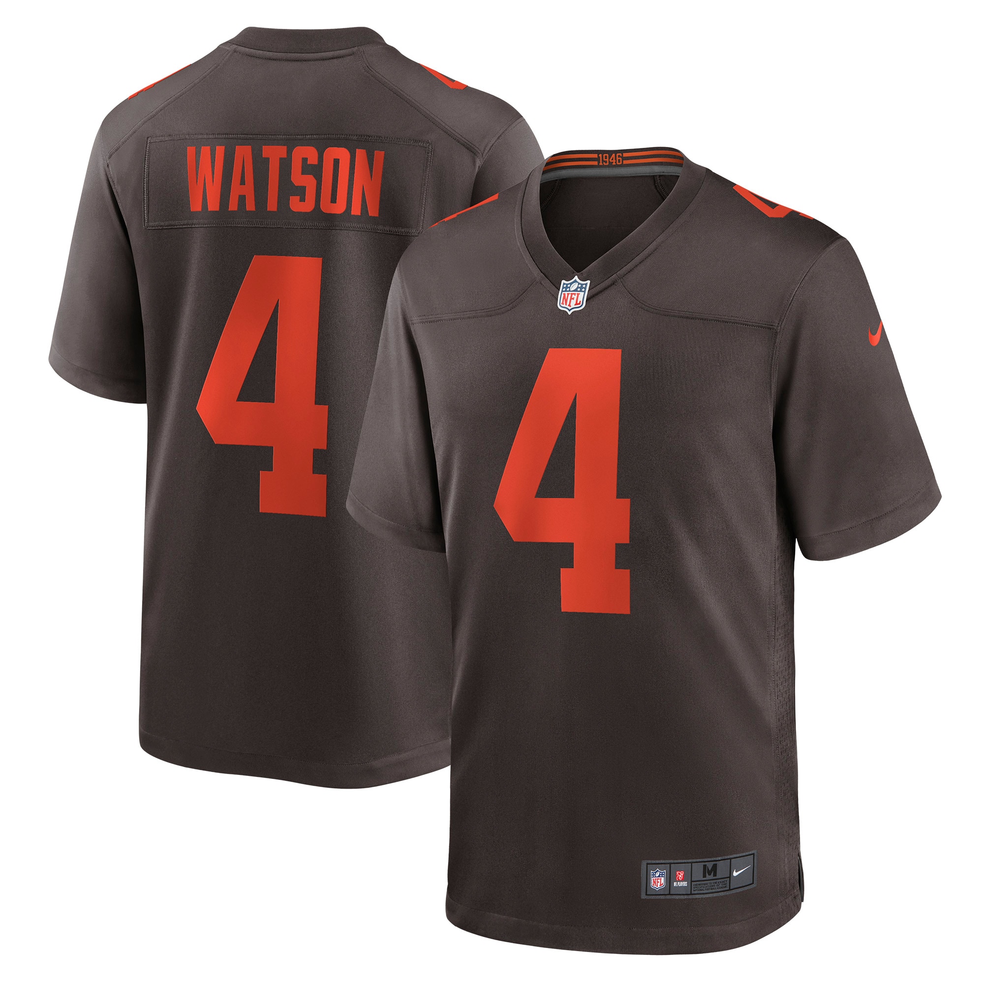 Men's Cleveland Browns Deshaun Watson Brown Alternate Game Jersey JS5219 nicesnker