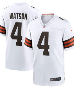 Men's Cleveland Browns Deshaun Watson White Game Jersey JS8046 nicesnker