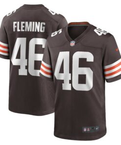 Men's Cleveland Browns Don Fleming Brown Retired Player Jersey JS2724 nicesnker