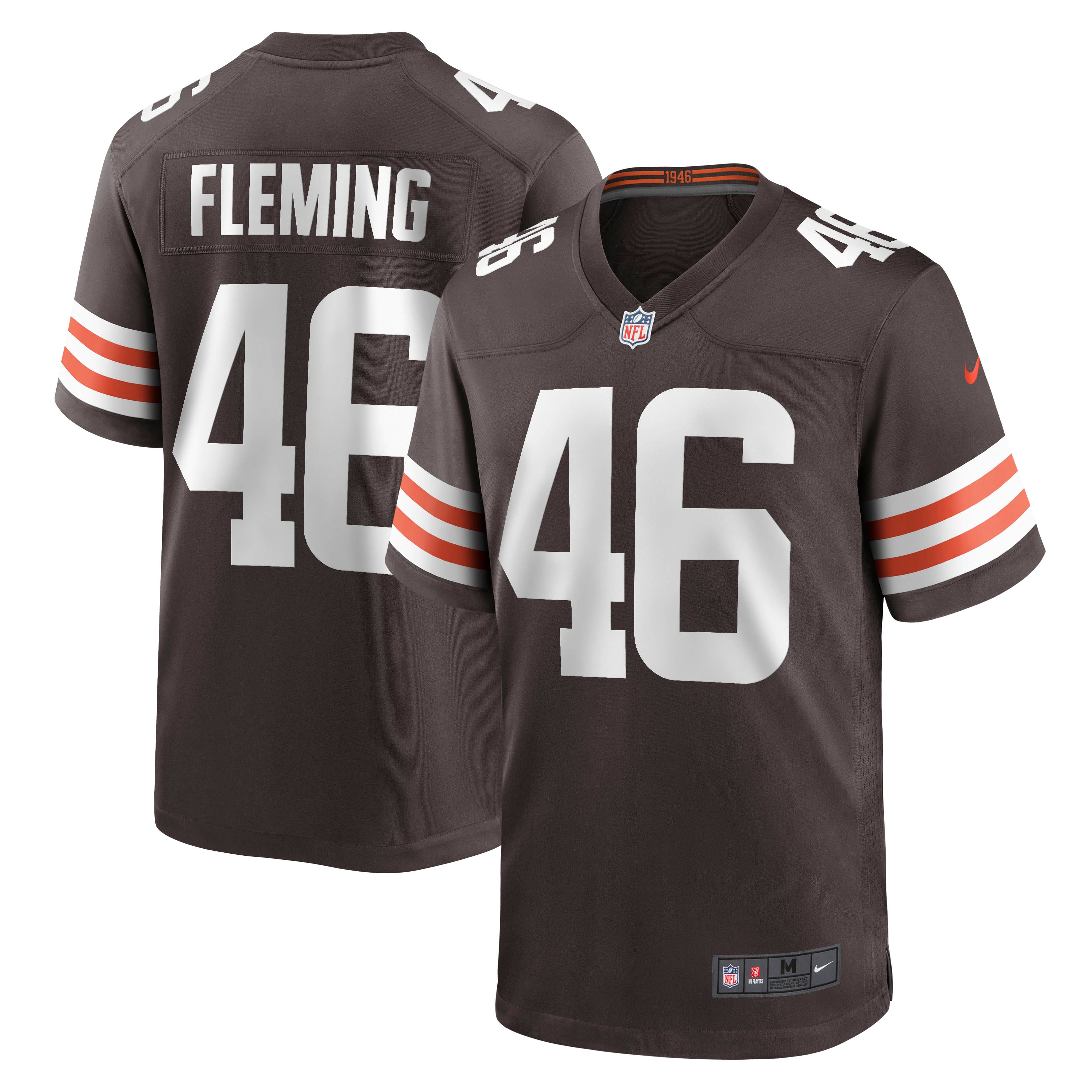 Men's Cleveland Browns Don Fleming Brown Retired Player Jersey JS2724 nicesnker