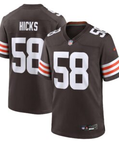 Men's Cleveland Browns Hicks Brown Game Jersey JS4860 nicesnker