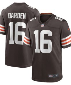 Men's Cleveland Browns Jaelon Darden Brown Team Game Jersey JS5735 nicesnker