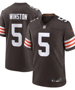 Men's Cleveland Browns Jameis Winston Brown Team Game Jersey JS7564 nicesnker