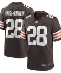 Men's Cleveland Browns Jeremiah Owusu-Koramoah Brown Game Player Jersey JS8536 nicesnker