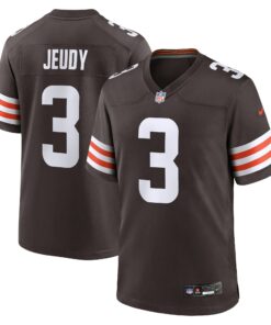 Men's Cleveland Browns Jerry Jeudy Brown Game Jersey JS1173 nicesnker