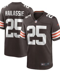 Men's Cleveland Browns Kahlef Hailassie Brown Team Game Jersey JS6831 nicesnker