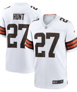 Men's Cleveland Browns Kareem Hunt White Game Player Jersey JS4340 nicesnker