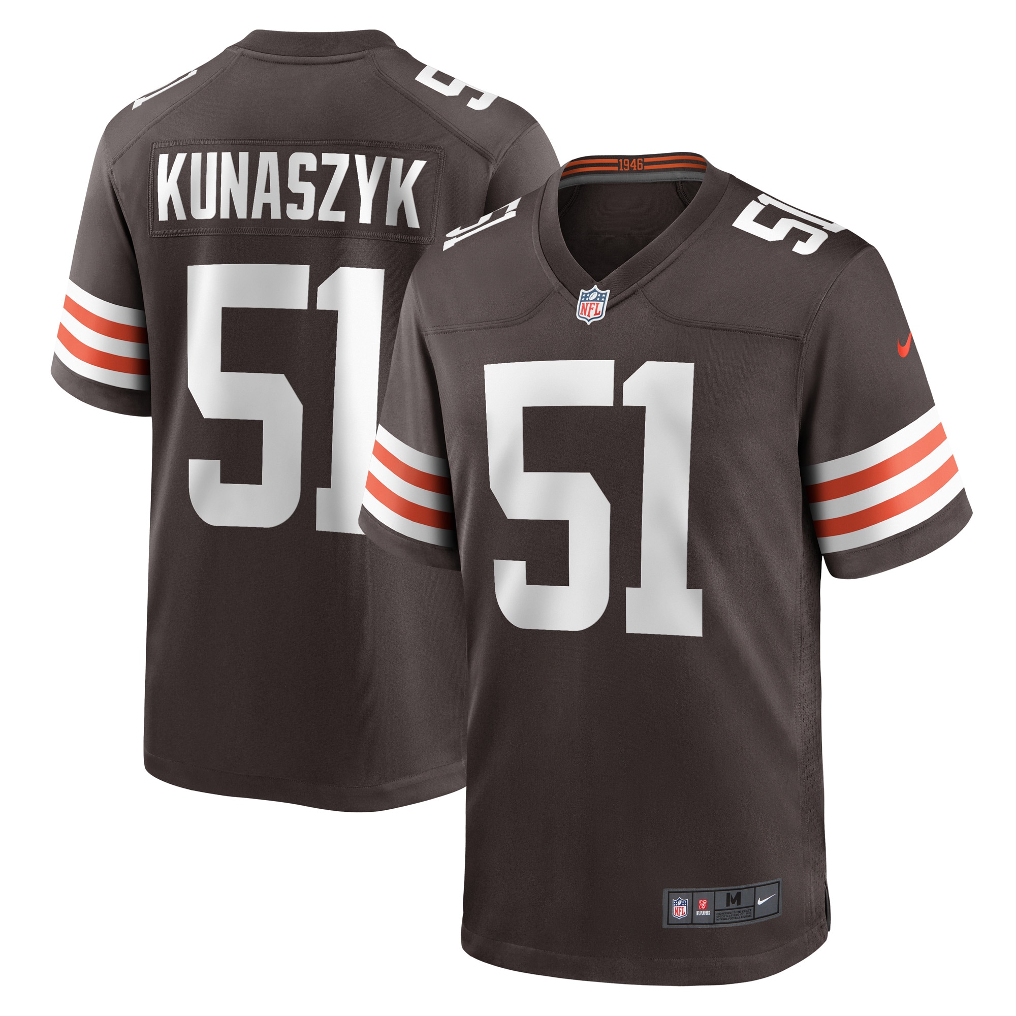 Men's Cleveland Browns Kunaszyk Brown Game Player Jersey JS9261 nicesnker