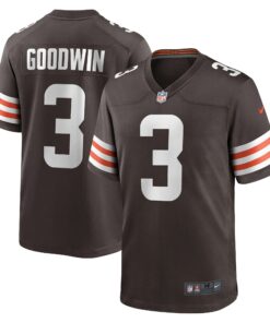 Men's Cleveland Browns Marquise Goodwin Brown Team Game Jersey JS2531 nicesnker