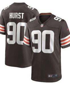 Men's Cleveland Browns Maurice Hurst Brown Game Player Jersey JS9019 nicesnker