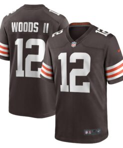Men's Cleveland Browns Michael Woods II Brown Game Player Jersey JS4546 nicesnker