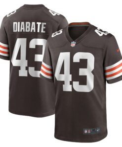 Men's Cleveland Browns Mohamoud Diabate Brown Team Game Jersey JS4213 nicesnker