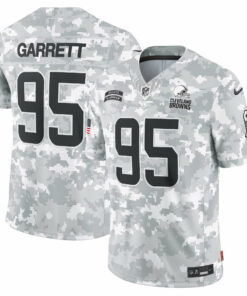 Men's Cleveland Browns Myles Garrett Arctic Camo 2024 Salute to Service Limited Jersey JS8494 nicesnker