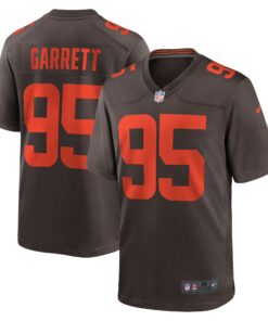 Men's Cleveland Browns Myles Garrett Brown Alternate Game Jersey JS4301 nicesnker