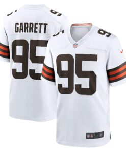 Men's Cleveland Browns Myles Garrett White Away Game Jersey JS3010 nicesnker