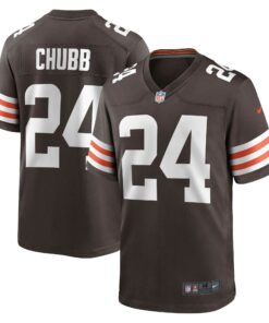 Men's Cleveland Browns Nick Chubb Brown Game Jersey JS4273 nicesnker