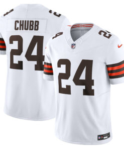 Men's Cleveland Browns Nick Chubb White Vapor F.U.S.E. Limited Jersey JS2961 nicesnker