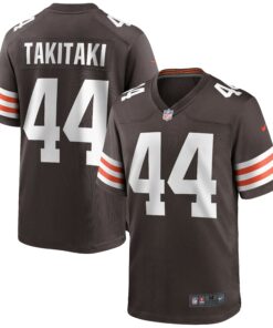 Men's Cleveland Browns Sione Takitaki Brown Game Jersey JS1628 nicesnker