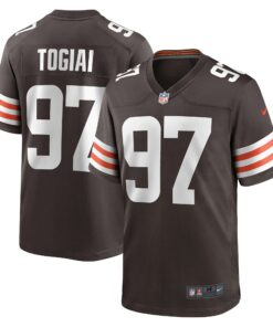 Men's Cleveland Browns Tommy Togiai Brown Game Jersey JS6423 nicesnker