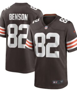 Men's Cleveland Browns Trinity Benson Brown Team Game Jersey JS9380 nicesnker