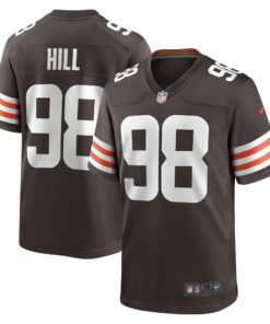 Men's Cleveland Browns Trysten Hill Brown Game Jersey JS9761 nicesnker
