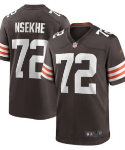 Men's Cleveland Browns Ty Nsekhe Brown Game Jersey JS9076 nicesnker