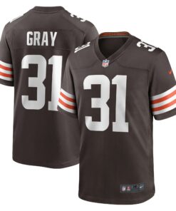 Men's Cleveland Browns Vincent Gray Brown Team Game Jersey JS7070 nicesnker
