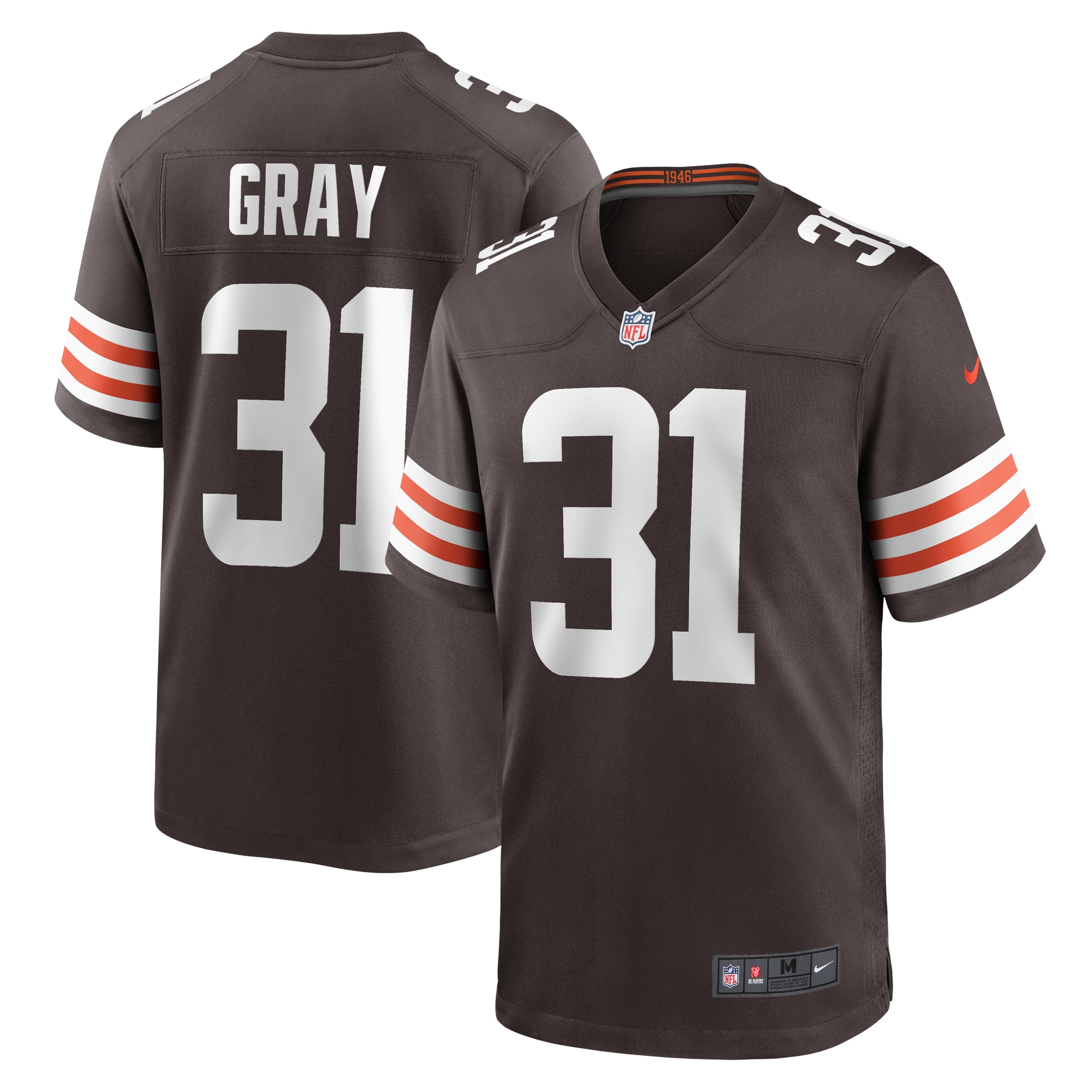 Men's Cleveland Browns Vincent Gray Brown Team Game Jersey JS7070 nicesnker