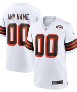 Men's Cleveland Browns White 1946 Collection Alternate Custom Jersey JS4213 nicesnker