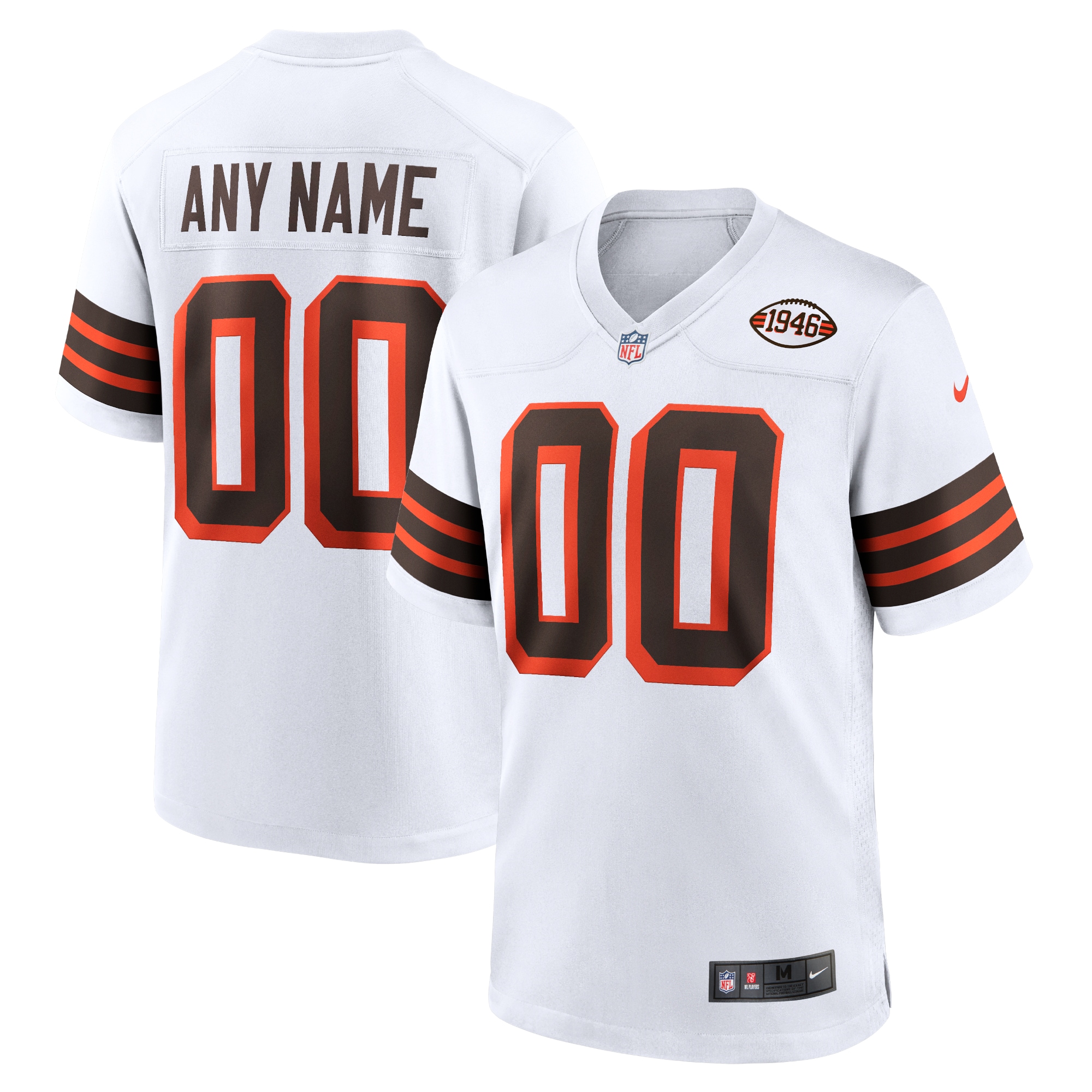 Men's Cleveland Browns White 1946 Collection Alternate Custom Jersey JS4213 nicesnker